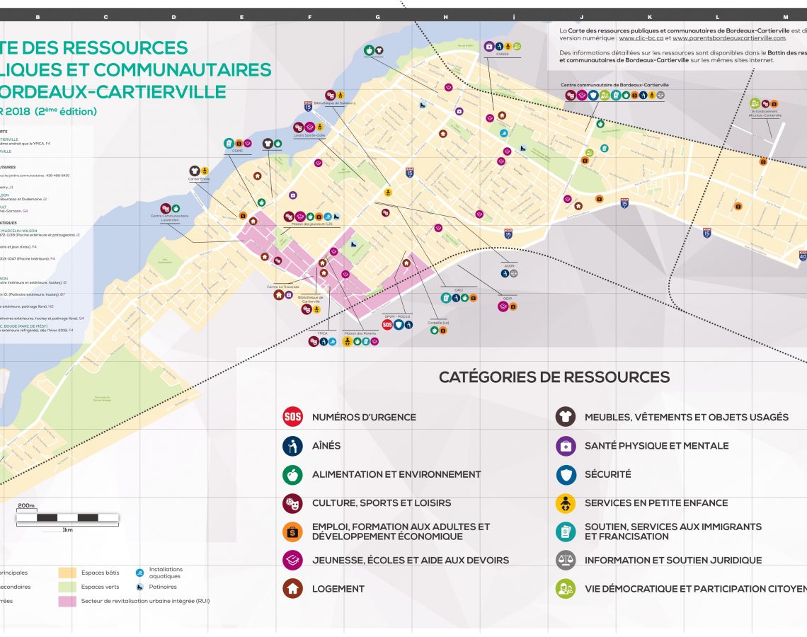 Carte avec des pictogrammes de couleurs