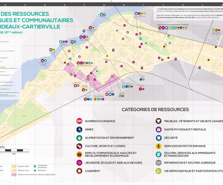 Carte avec des pictogrammes de couleurs